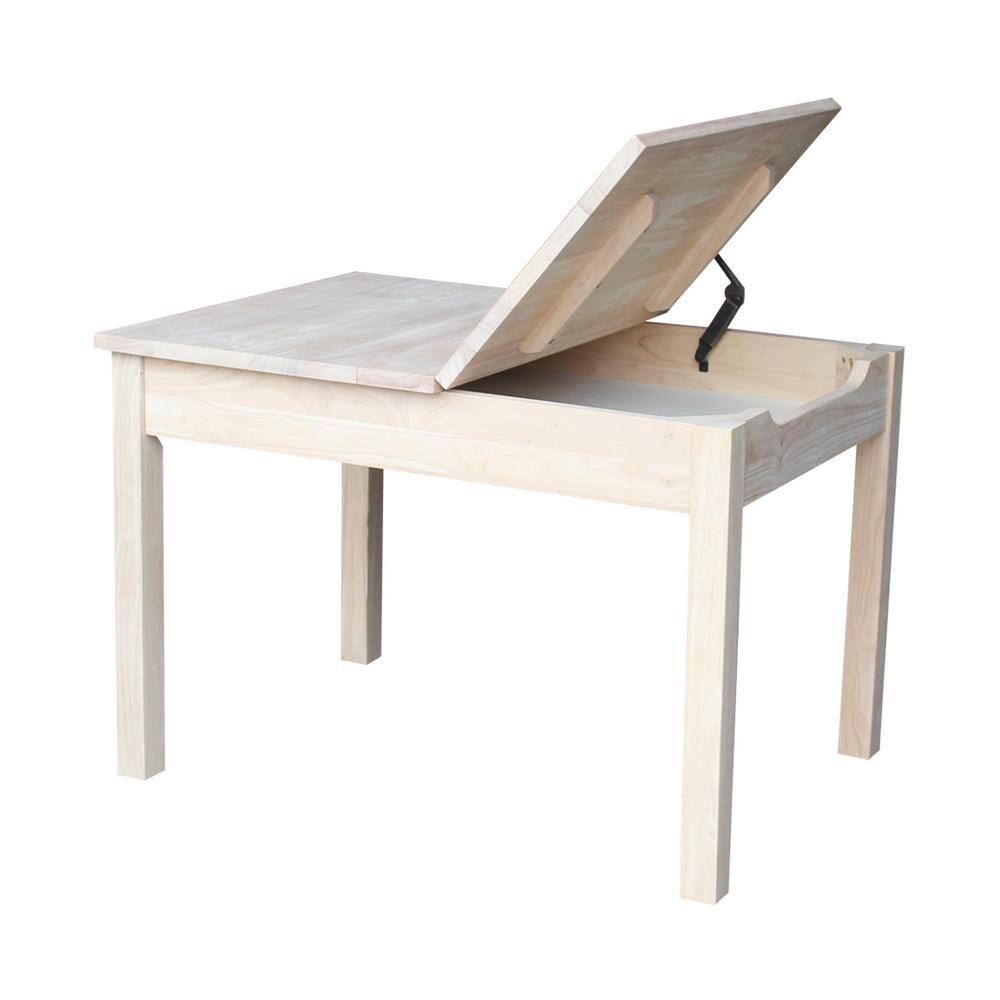 International Concepts 3-Piece Ready to Finish Child's Lift-Top Storage Table Set
