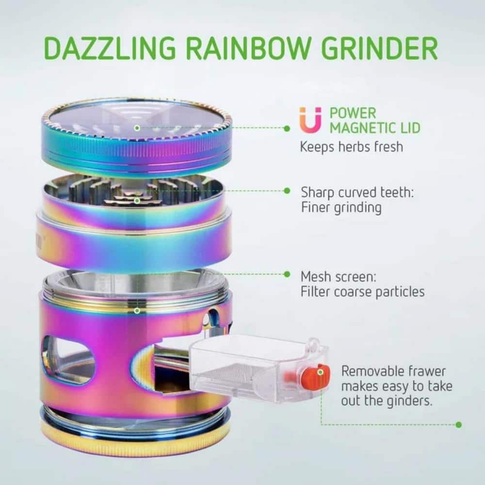 VIVOSUN 2.5 in. 4-Piece Stainless Steel Herb Spice Grinder With Pollen Scraper for Kitchen