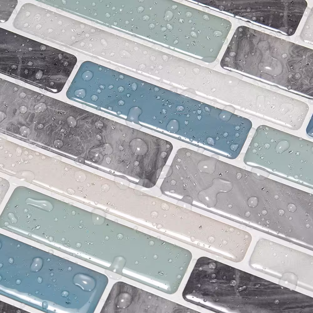 LONGKING C-Stones Blue Sky 10.5 in. x 11.8 in.Vinyl Peel and Stick Wall Tile Backsplash (8.7 sq. ft./pack)