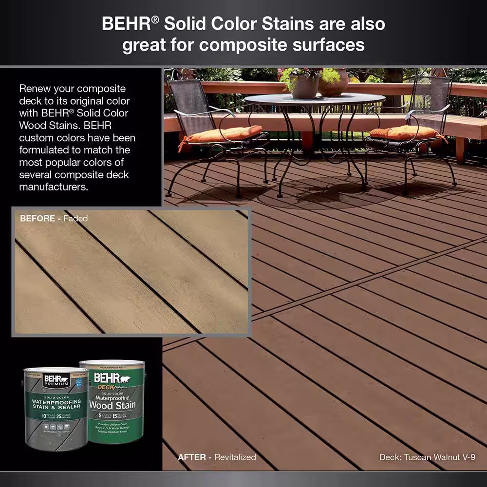 BEHR PREMIUM 5 gal. #SC-117 Russet Solid Color Waterproofing Exterior Wood Stain and Sealer