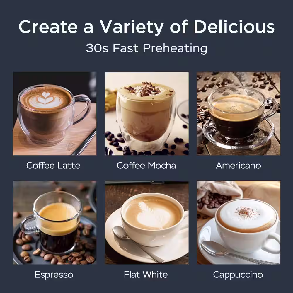 Tafole 2- Cup 20 Bar Fast Heating Automatic Stainless Steel Espresso Machine with Steam Wand and Temperature Control