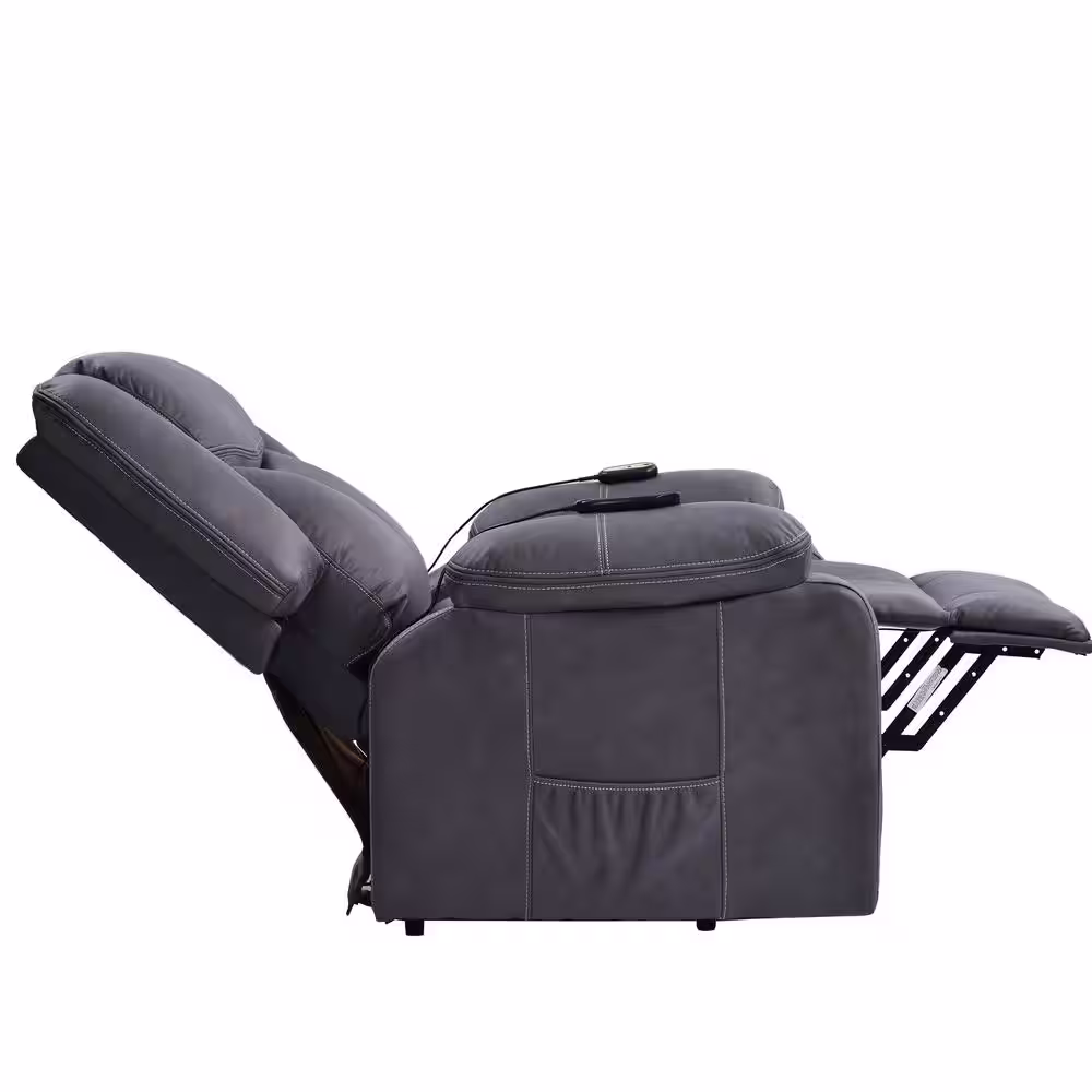 Qualler Gray Lift Chair Recliner with Heating Adjustable Massage Function