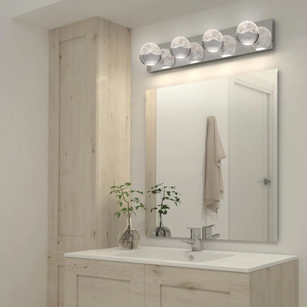 Artika Oracle 27 in. 4-Light Chrome Modern Integrated LED 3 CCT Vanity Light Bar for Bathroom