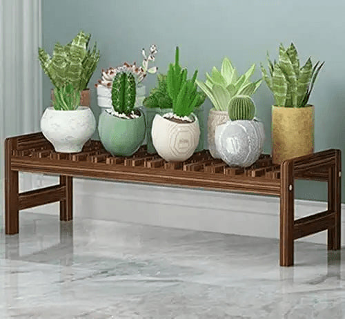 Magshion Set of 3 Pine Wood Plant Stand Cart Tier Step Tall Planters Flower Pot Shelf Display Rack Patio Balcony