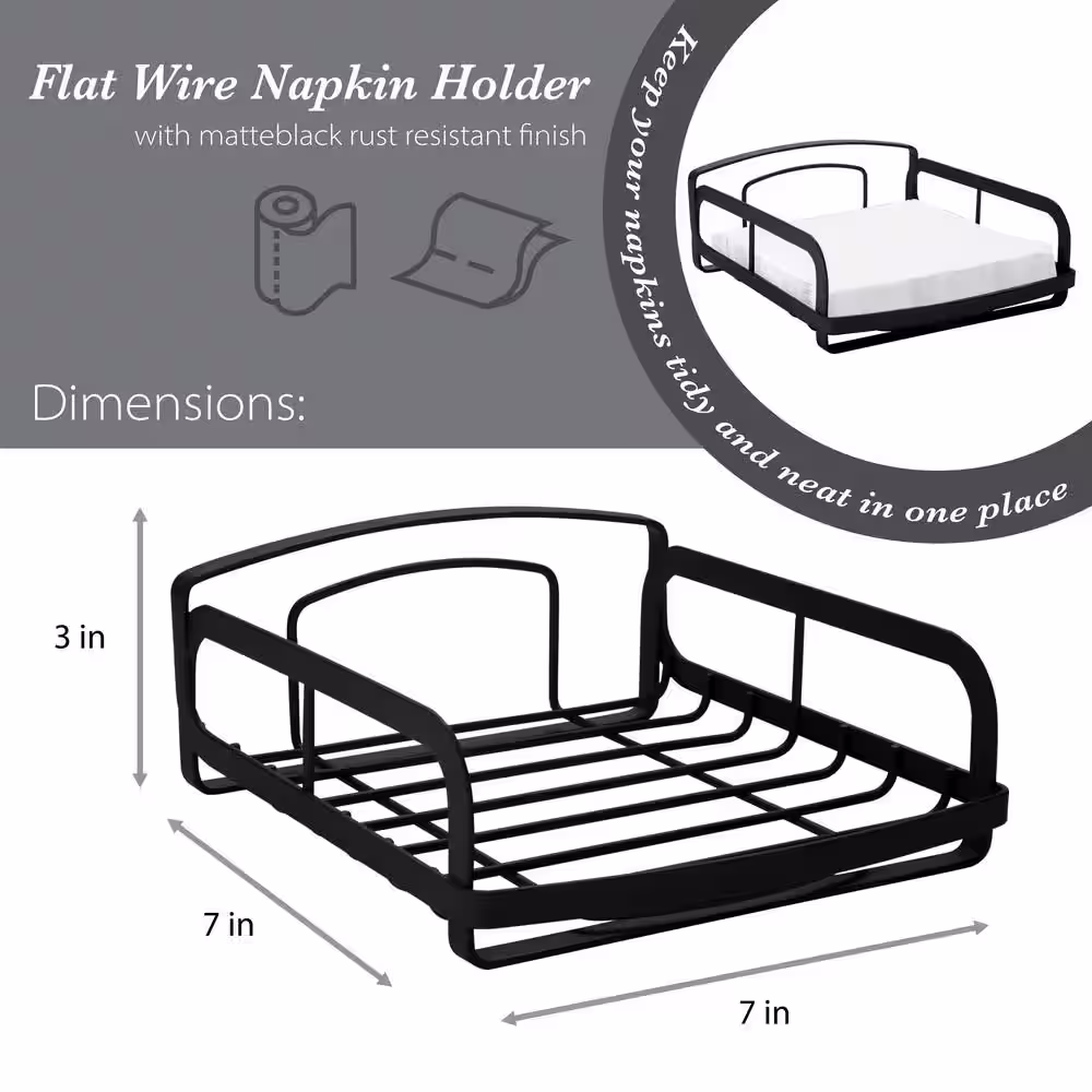 Kitchen Details Industrial Napkin Holder in Matte Black