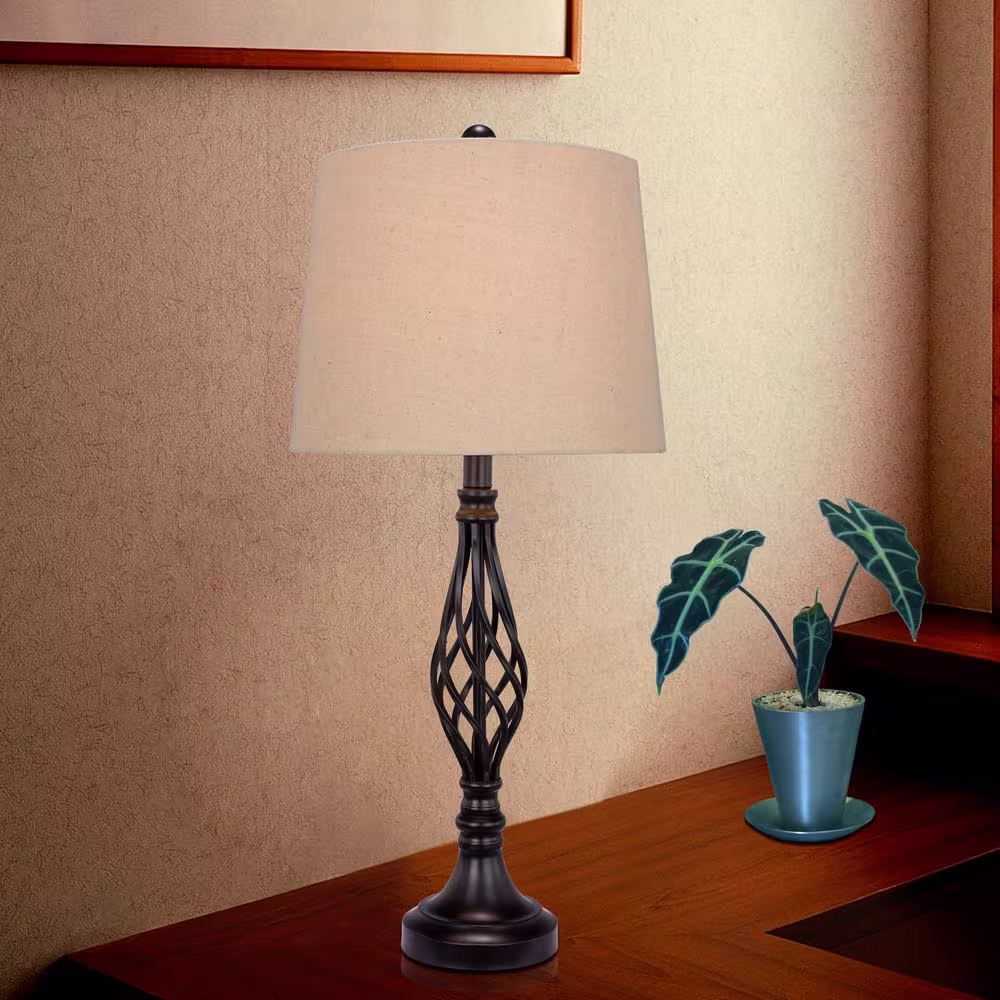 Fangio Lighting Two 27 in. Black Metal Table Lamps For The Price Of One