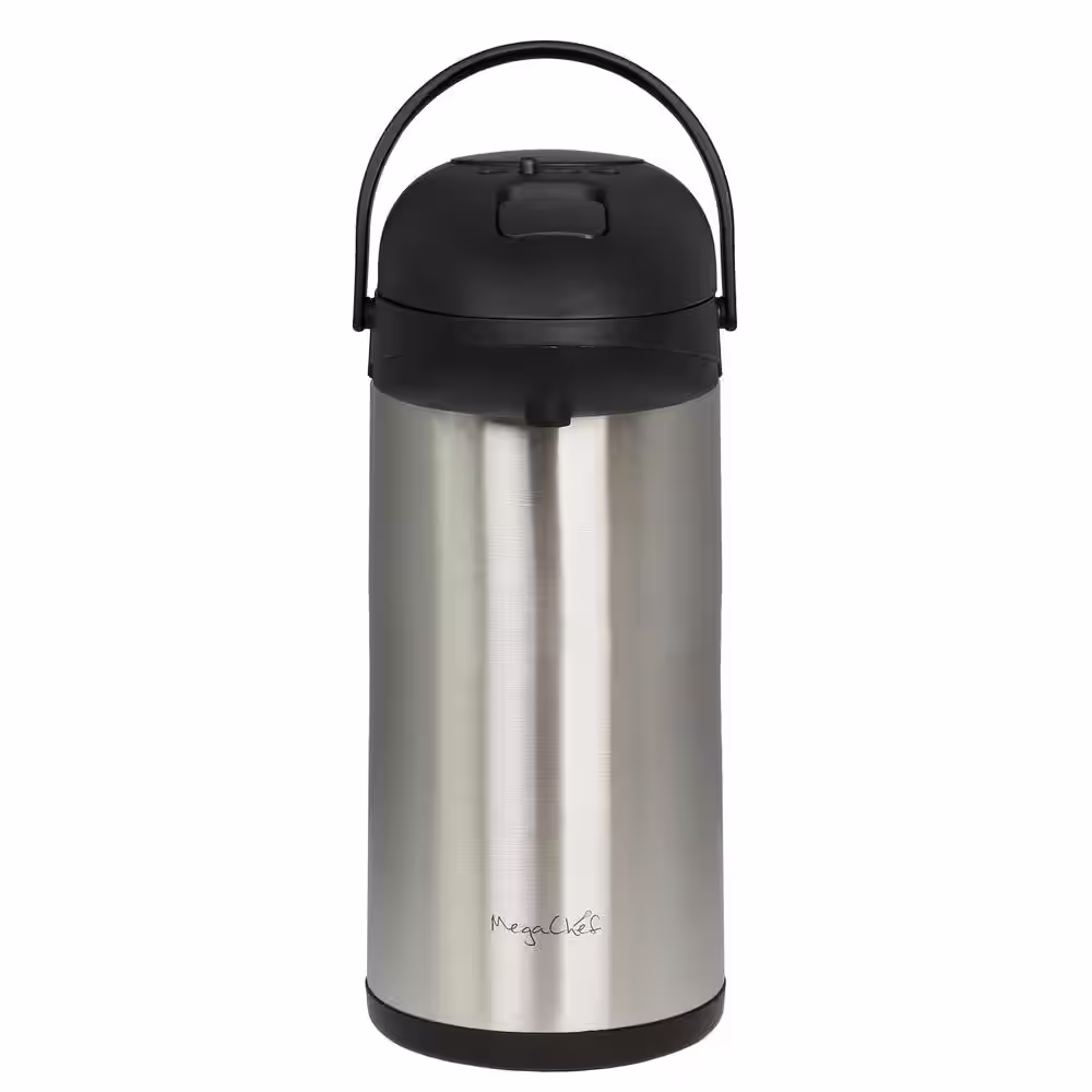 MegaChef 21 Cup Silver Stainless Steel Vacuum Body Pump Cap Air Pot