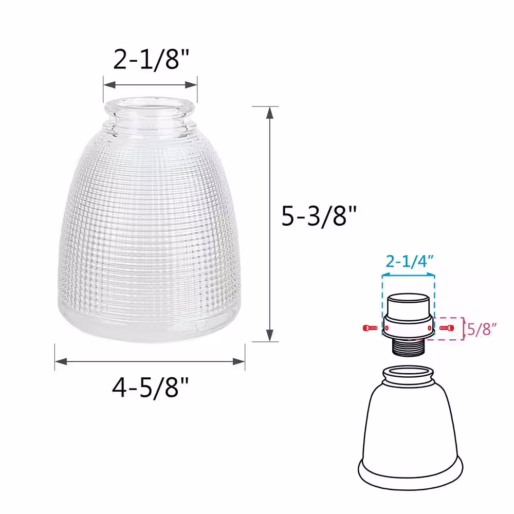 None 5-3/8 in. Clear with Grid Pattern Ceiling Fan Replacement Glass Shade (4-Pack)