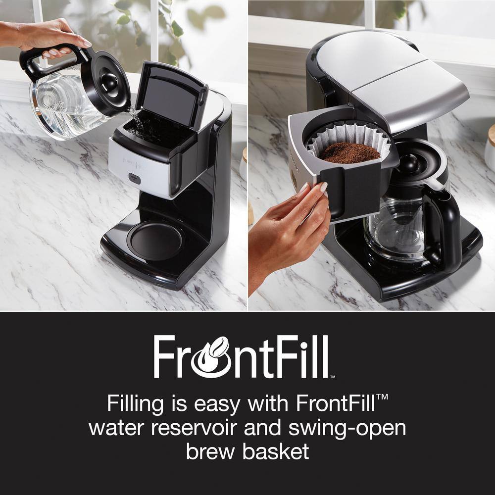 Proctor Silex 12-Cup Black FrontFill Coffee Maker with Glass Carafe