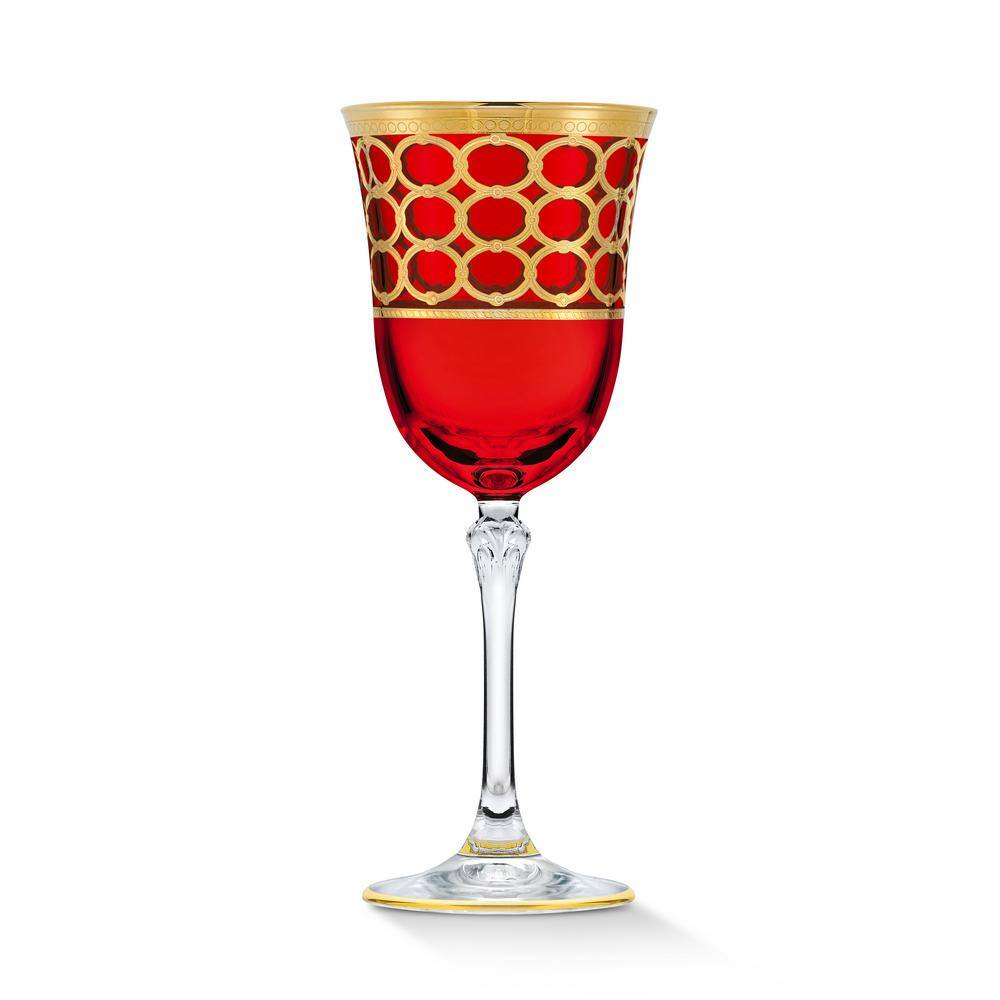 Lorren Home Trends 9 oz. Deep Red Color Red Wine Goblet Set (Set of 4)