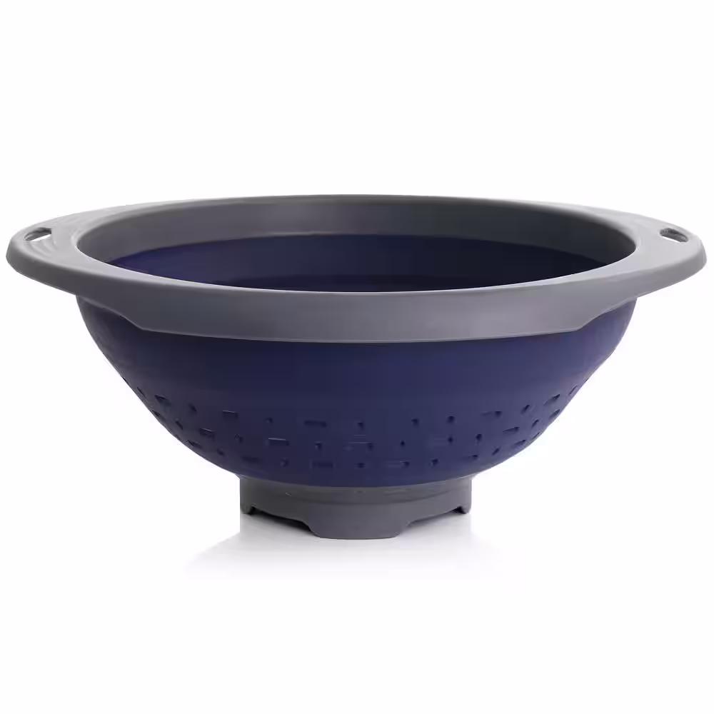 Oster Blue Marine Collapsible Polypropylene Colander in Navy