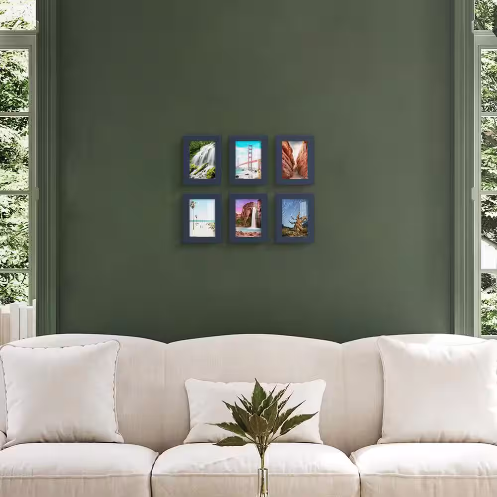 None Modern 3.5 in. x 5 in. Dark Blue Picture Frame (Set of 6)