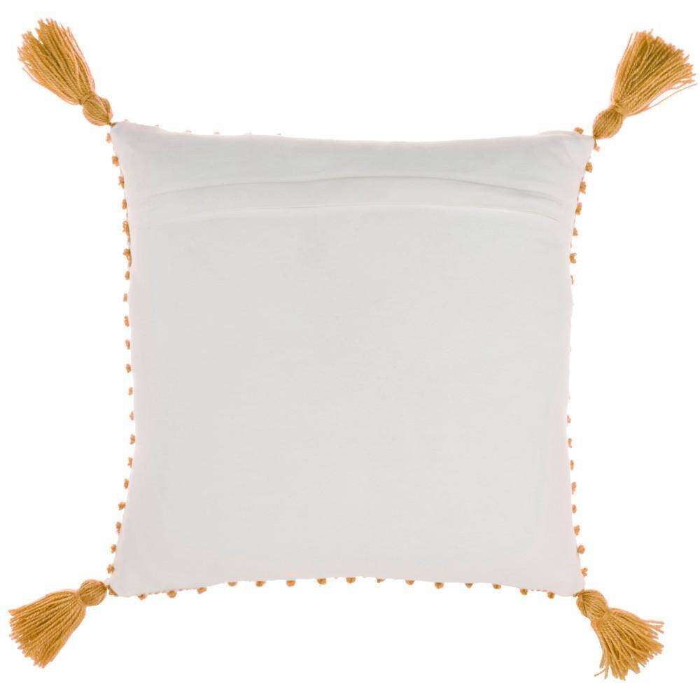 Mina Victory Yellow Embroidered 18 in. x 18 in. Indoor/Outdoor Throw Pillow