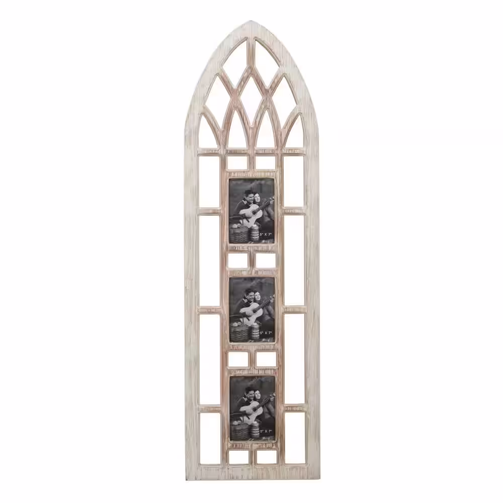 None Light Brown Wood Vintage Wall Photo Frame 47 in. x 14 in.