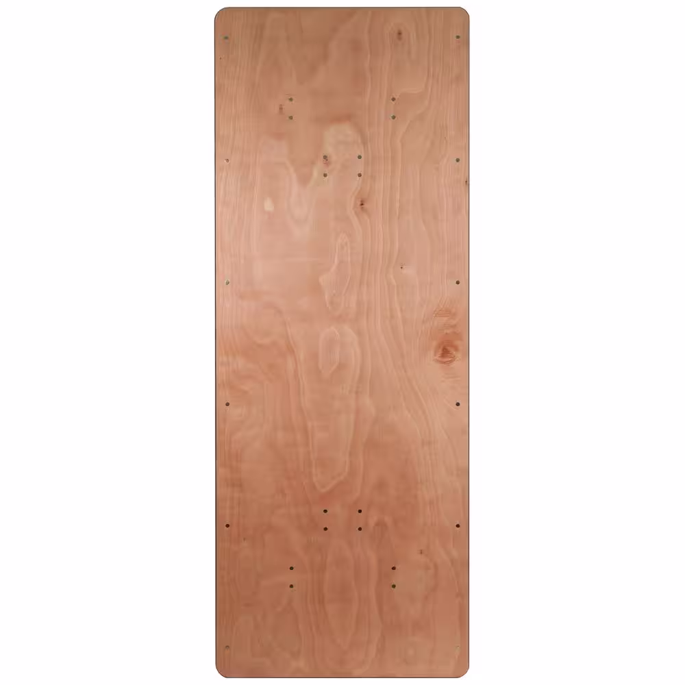 None 96 in. Natural Wood Tabletop Metal Frame Folding Table