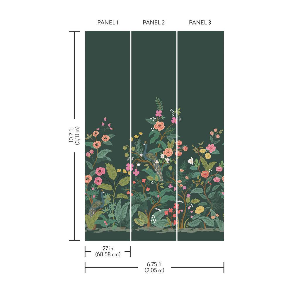 RIFLE PAPER CO. Emerald Peacock Wall Mural