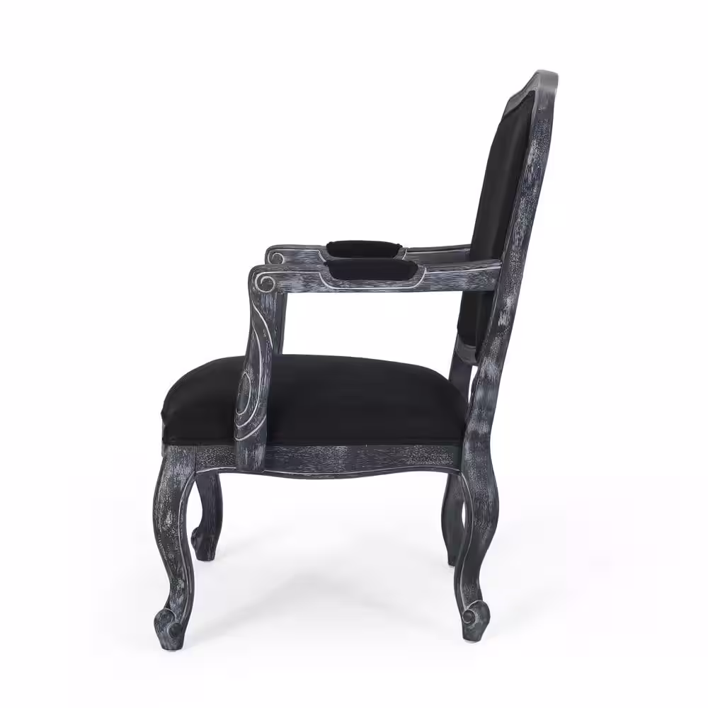 Noble House Joni Black and Gray Upholstered Dining Armchair (Set of 2)