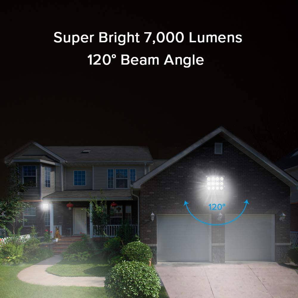 SANSI 70-Watt 7,000 Lumens Black Outdoor Integrated LED IP66 Waterproof 5700K Daylight Panel Flood Light with Plug