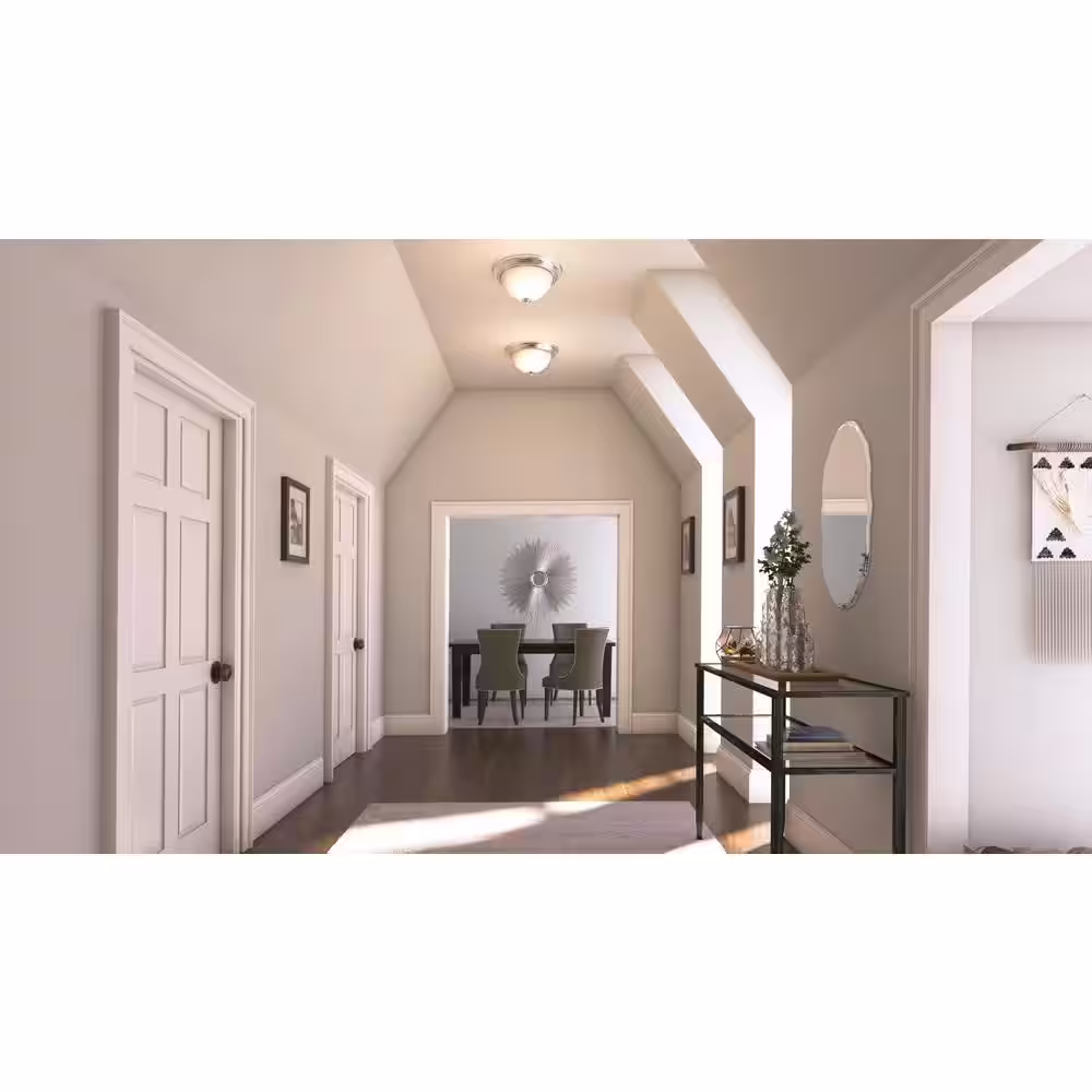 None 13 in. 2-Light Brushed Nickel Flush Mount (2-Pack)