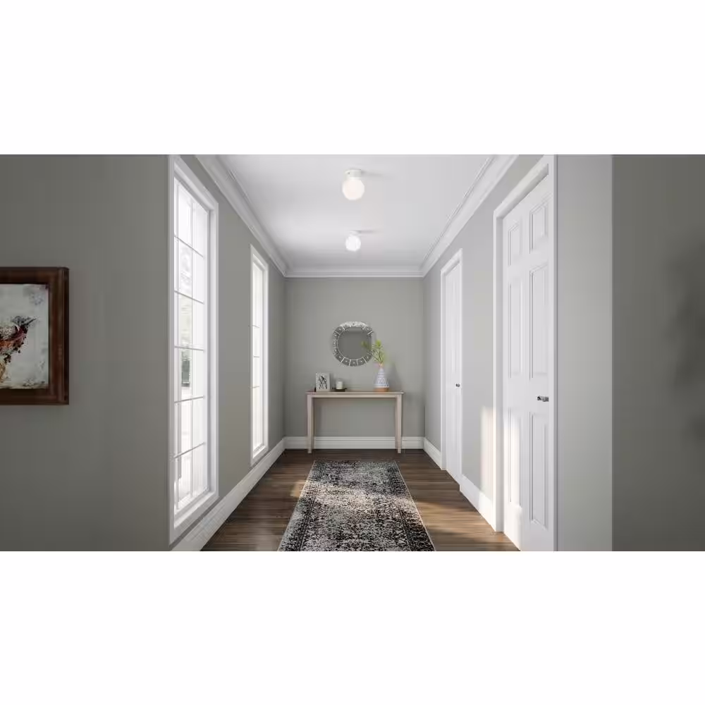 Hampton Bay 6 in. 1-Light White Globe LT Flush Mount with Pull Switch