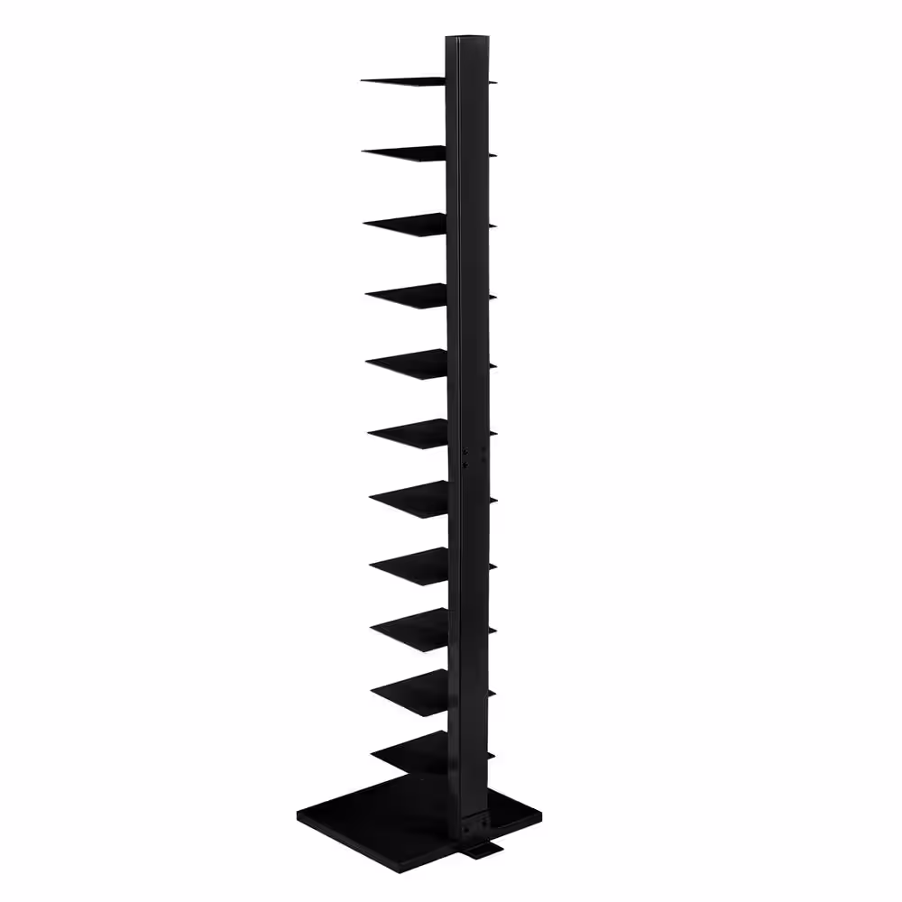 Southern Enterprises Stewartby 65.25 in Black Iron 12 Shelf Contemporary Bookcase