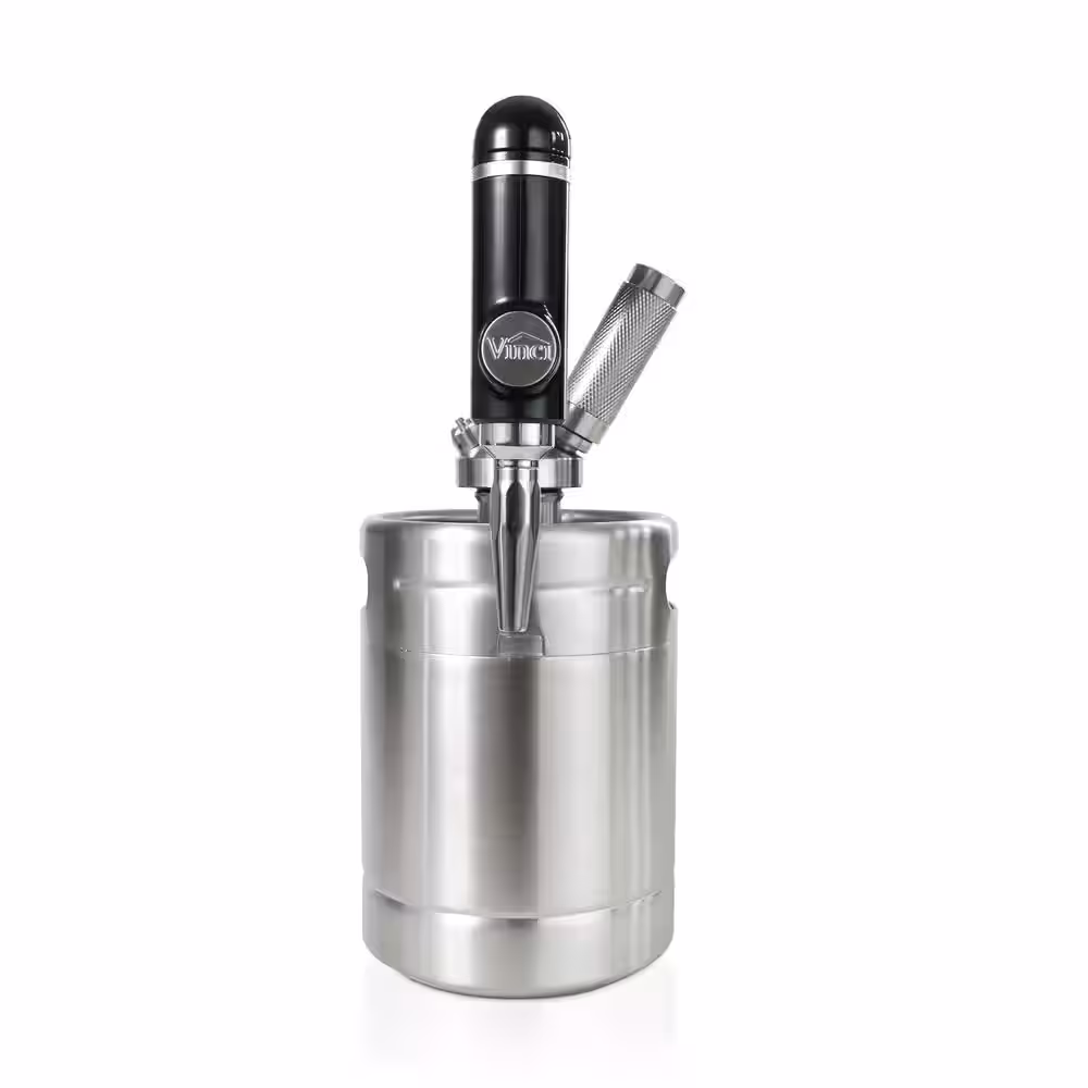 None Nitro Cold Brew 4-Cup Stainless Steel Nitrogen Infusion Coffee Keg System Home Easy Dispensing System Incl Drip Mat