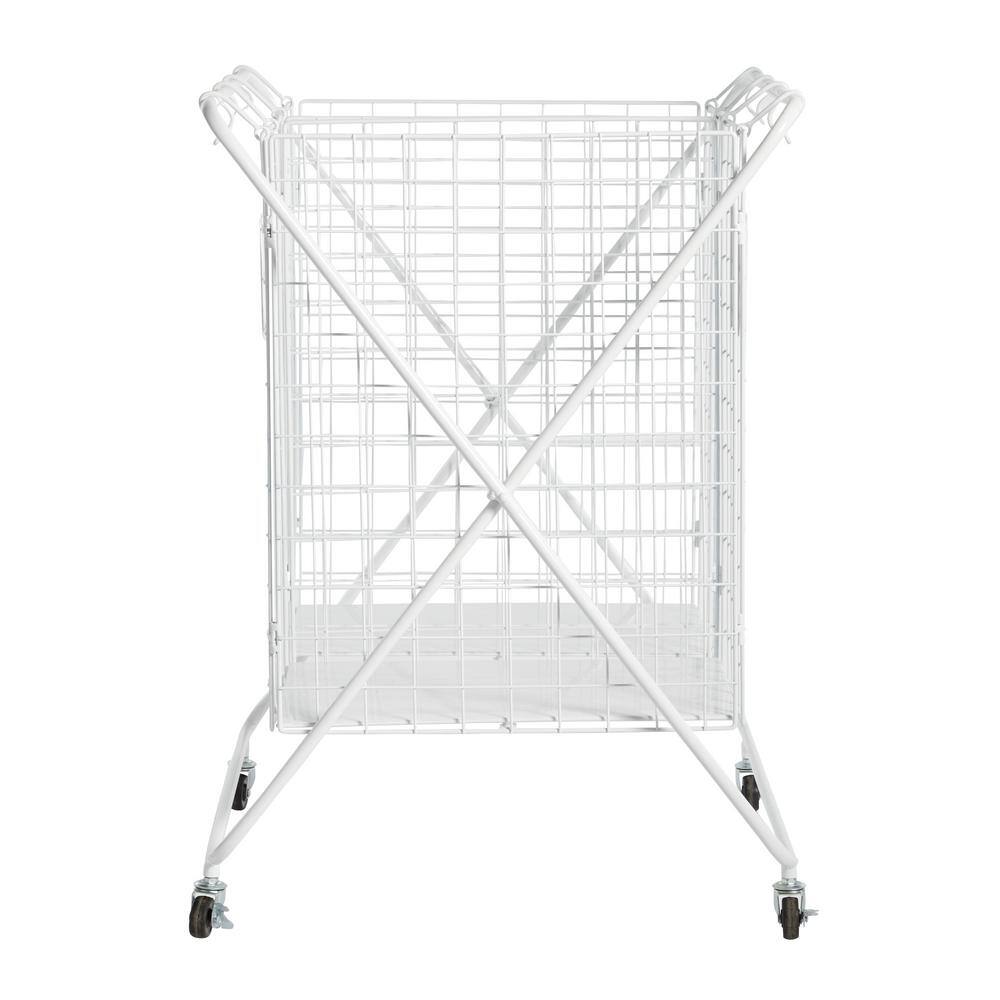 Litton Lane 32 in. White Metal Farmhouse Storage Basket