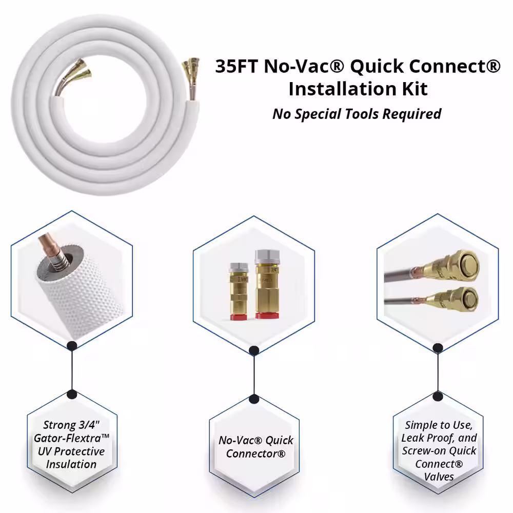 MRCOOL DIY Universal 3 Ton 36000 BTU18 SEER Split System Heat Pump with 25 ft. NoVac Install Kit 10kW Heat Kit 208/230V