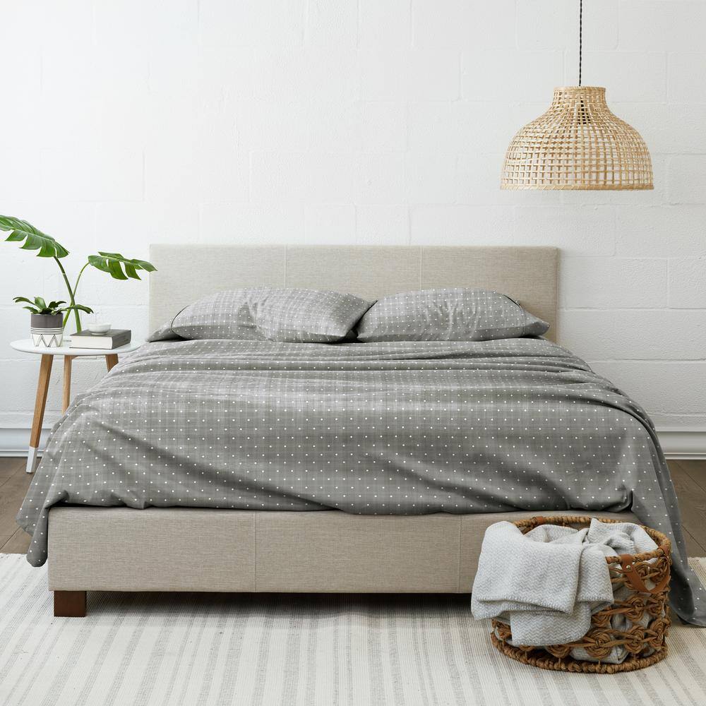 Becky Cameron 4-Piece Gray Geometric Microfiber Twin Sheet Set