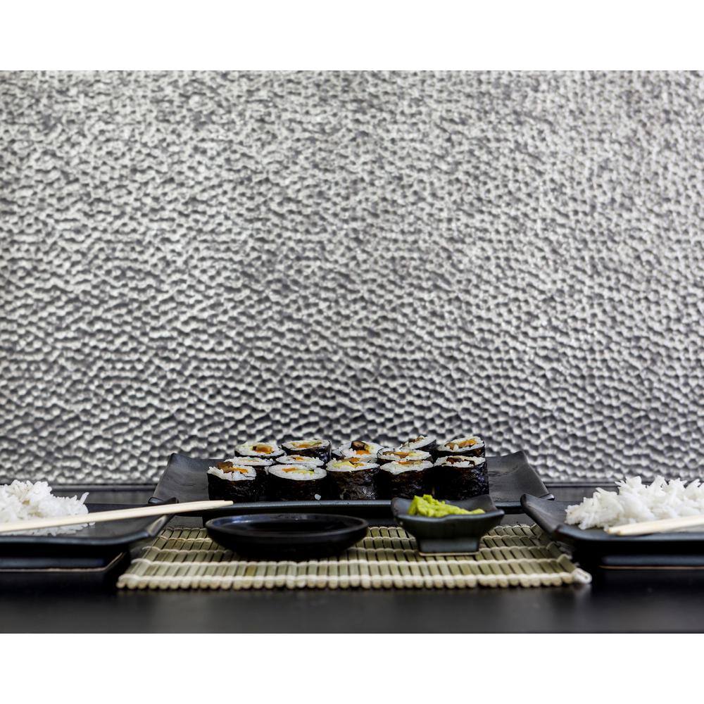 INNOVERA DECOR BY PALRAM 18.5 in. x 24.3 in. Lamina Decorative 3D PVC Backsplash Panels in Crosshatch Silver 30-Pieces