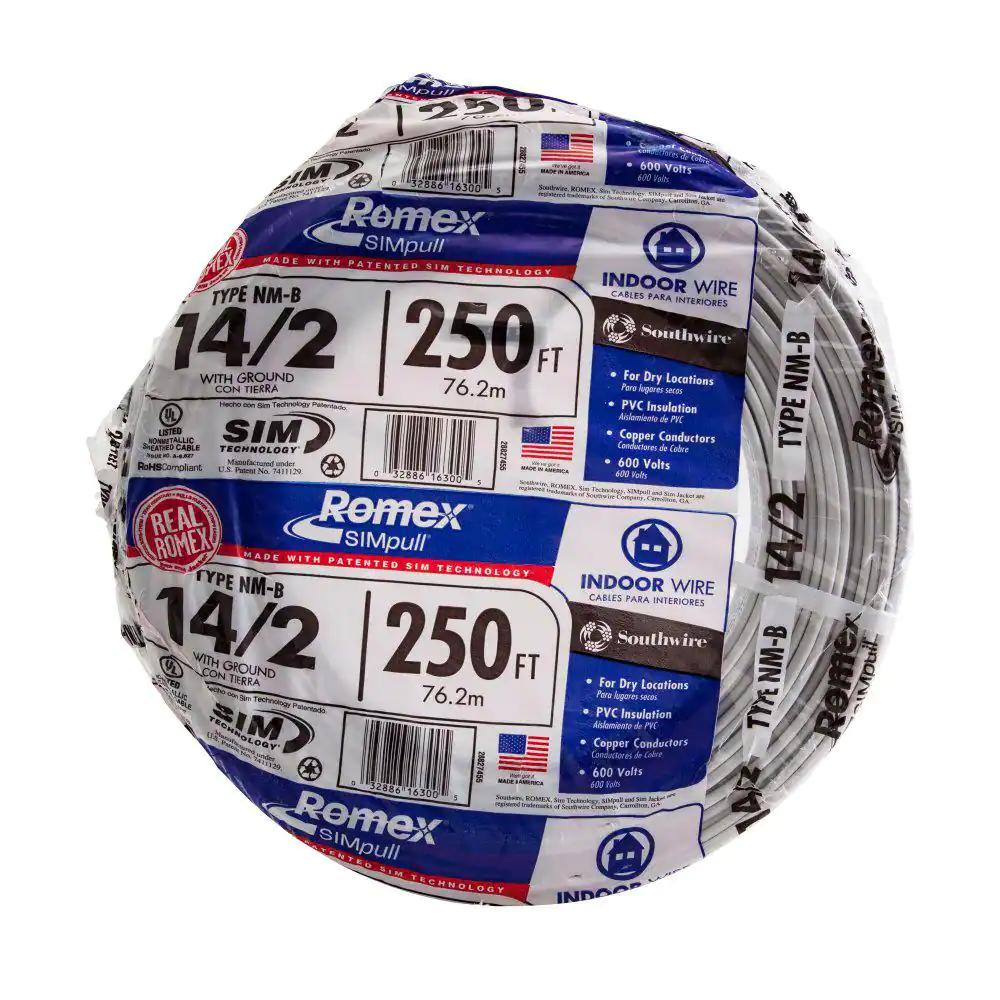 Southwire 250 ft. 14/2 Romex SIMpull Solid NM-B W/G Wire