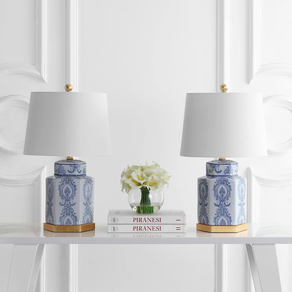 SAFAVIEH Bodin 23 in. Blue/White Table Lamp