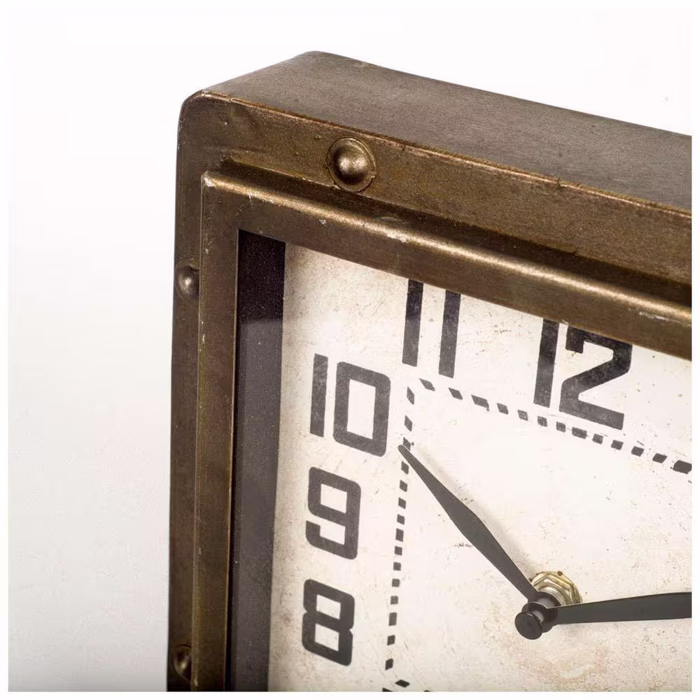 Mercana Redding Bronze Metal Square Table Clock