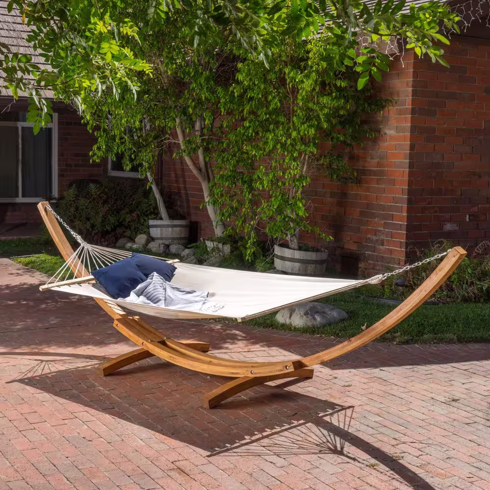 Noble House Richardson 13 ft. Fabric Hammock Bed in Cream