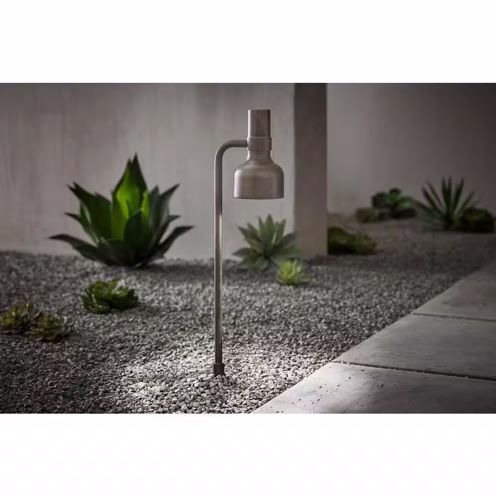 Hampton Bay Bluffton Ridge 25-Watt Equivalent Low Voltage Raw Iron Integrated LED Outdoor Landscape Path Light with Metal Shade