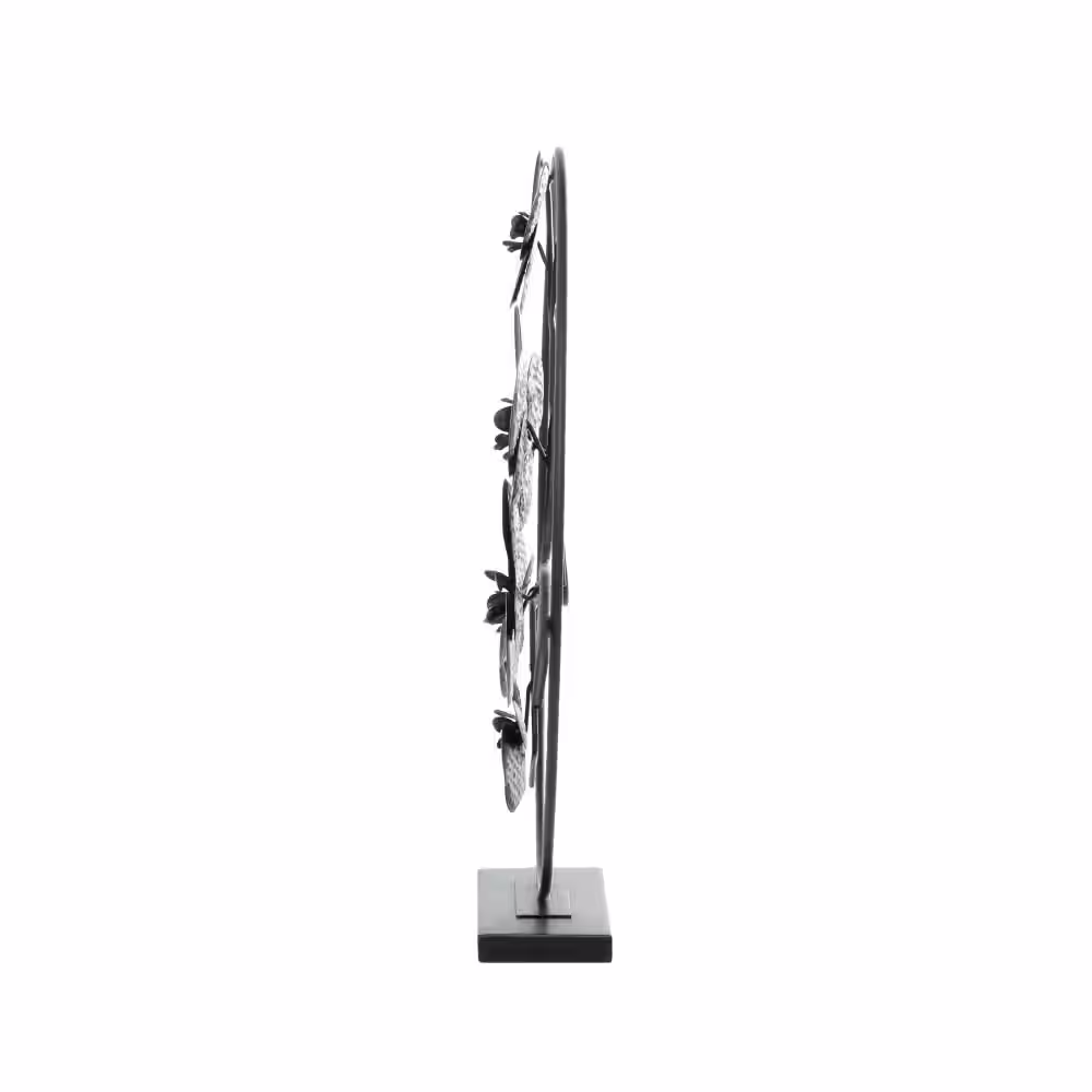 Litton Lane Black Metal Orchid Floral Sculpture