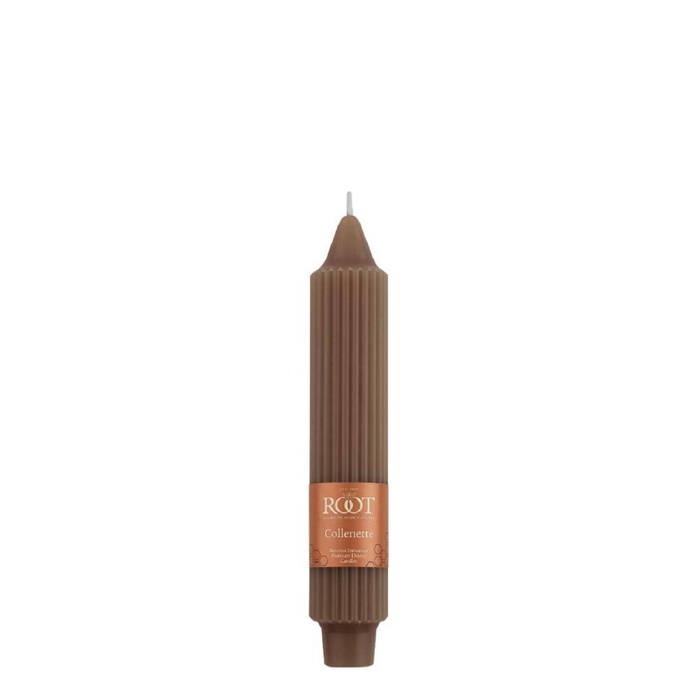 ROOT CANDLES Grecian Collenette 7 in. Portobello Brown Unscented Taper Candle (Box of 4)