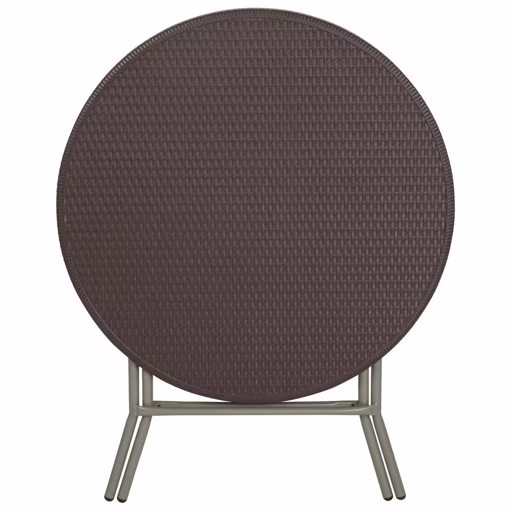 None 31.5 in. Brown Plastic Tabletop Metal Frame Folding Table