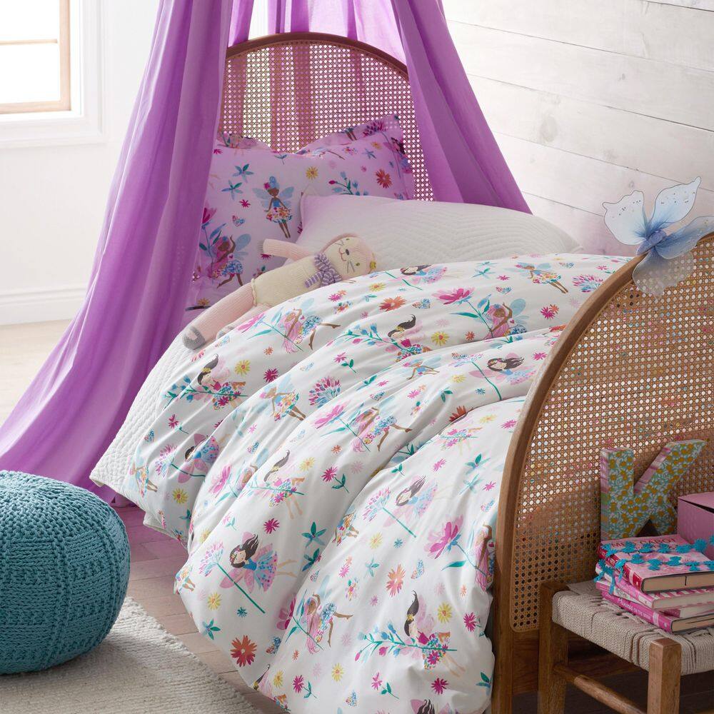 The Company Store Floral Fairies Organic Cotton Percale Multi Cotton Standard Pillowcases (Set of 2)