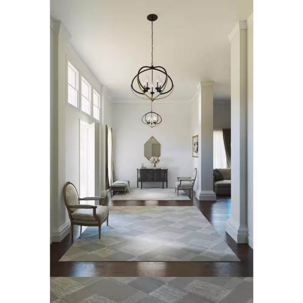 Progress Lighting Evoke Collection 33-3/4 in. 5-Light Antique Bronze Clear Glass Luxury Transitional Pendant Chandelier Dining Light