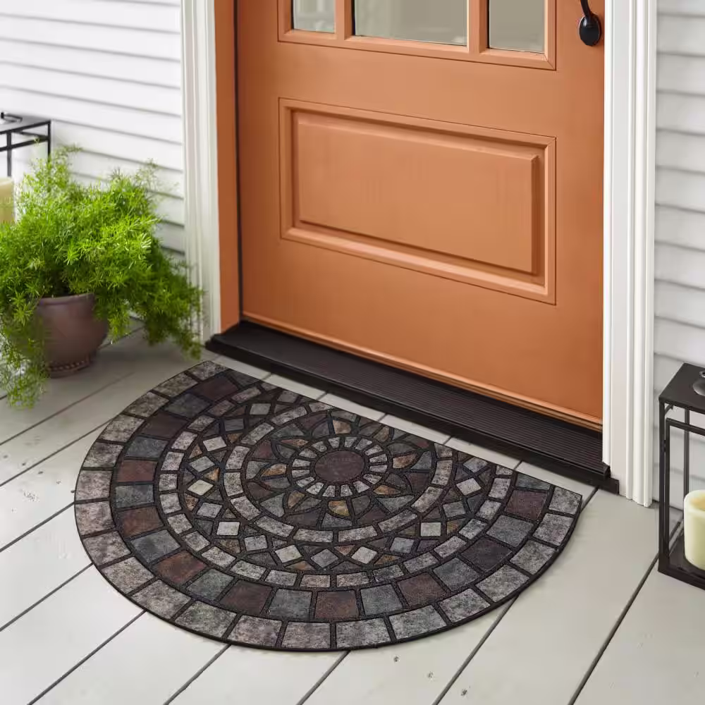Mohawk Home Mosaic Mythos Stone Slice 23 in. x 35 in. Doorscapes Estate Mat