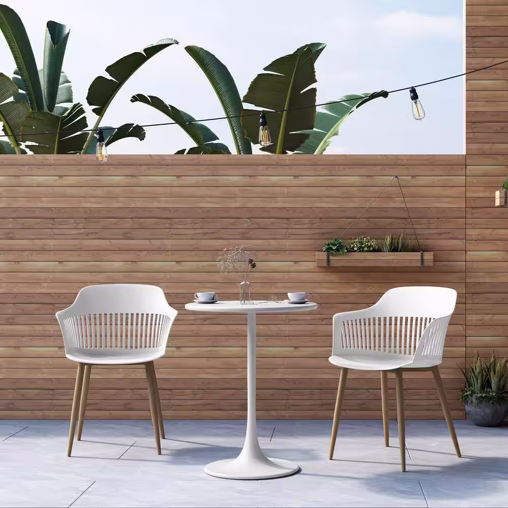 Jamesdar Kurv 24 in. Round White Steel Bistro Table (Seats 2)